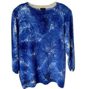 Talbots Blue and White Crew Neck Sweater